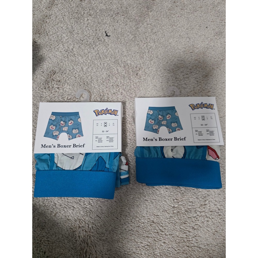 Pokemon Snorlax Mens Boxer Briefs 2 Pack Blue Size Medium 32-34 New